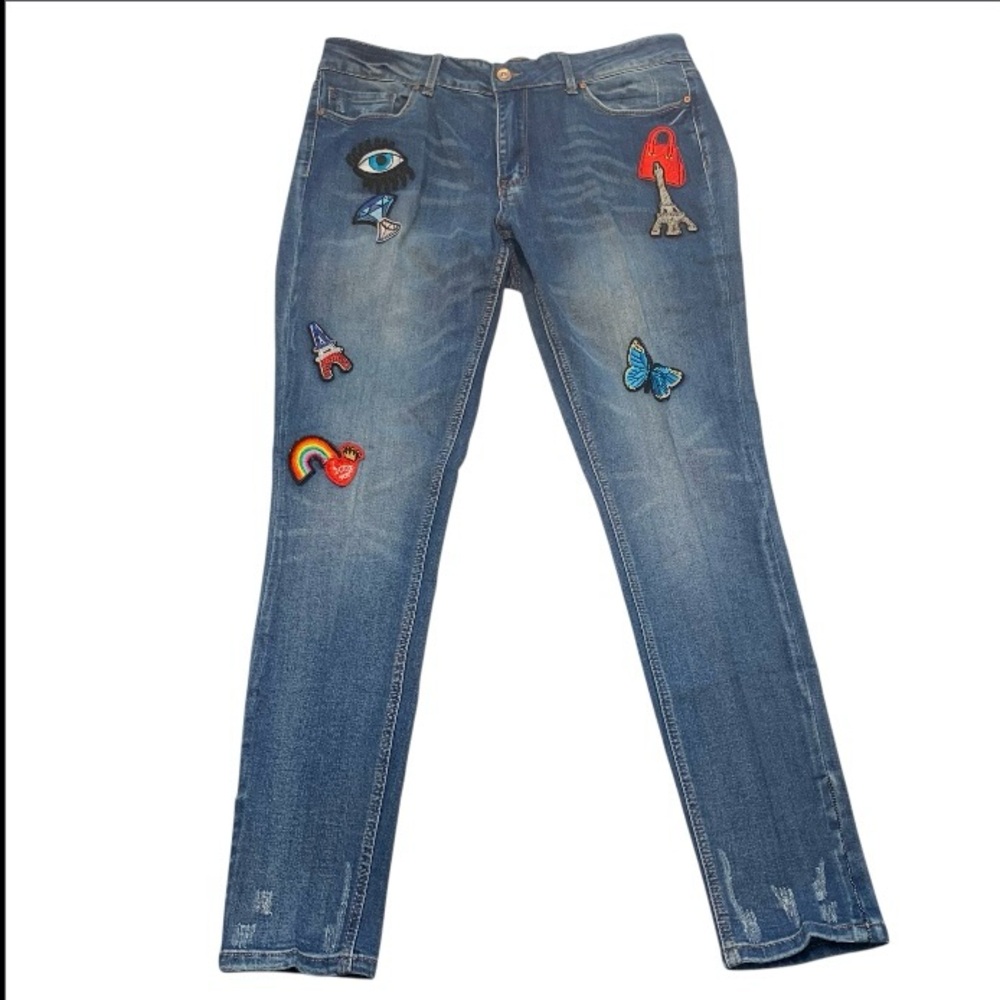 ROCKS & INDIGO Fun Patch Jeans SZ 12/30